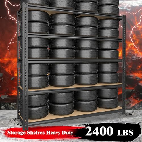 ZEUKMXOO 72" H Storage Shelves,Storage Shelves Heavy Duty,2400LBS Metal Shelving Units,Adjustable Garage Shelving Heavy Duty for Garage Storage,Warehouse,16"x35.5"x72",2 Pack