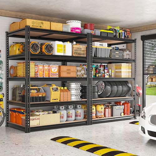 REIBII 2400LBS Garage Shelving 5 Tier Storage Shelves Heavy Duty, Adjustable Metal Shelving Unit,Garage Shelves for Basement,Warehouse,Pantry,Closet,Kitchen 72" H x 36" W x 16" D,2 Pack