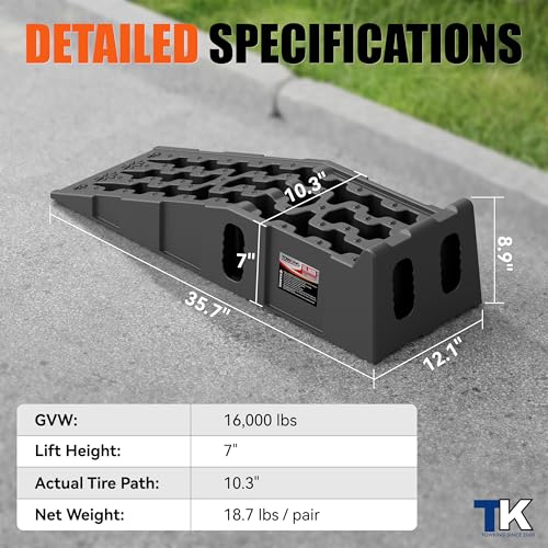 TOWKING 16000lb Heavy Duty Car Ramps, Non-slip 7"H for Underbody Oil Change