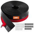 VEVOR Garage Door Seal Top and Sides Seal Strip, 20 FT Universal Weather Stripping Replacement Soft and Hard Composite, Weatherproofing Garage Door TPE Seals with Adhesive Backed and Screws, Black