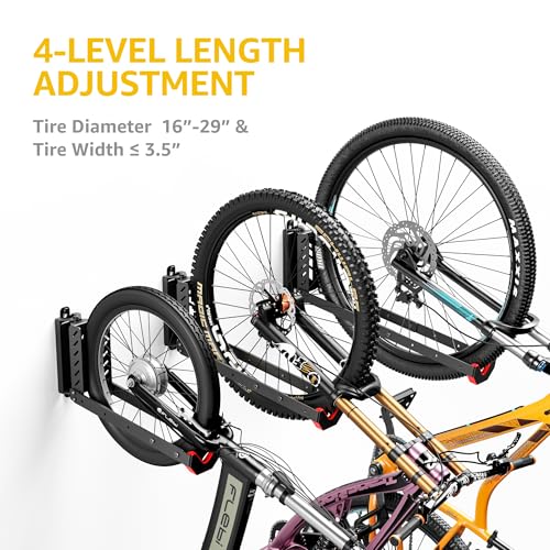 monTEK Swivel Bike Wall Mount, No Heavy Lifting Required Bike Wall Mount, Bike Hangers for Garage, Space-Saving Bike Rack Garage, Easy to Load and Unload, Bike Hanger Can Hold Up to 77 lbs, 2 Pack