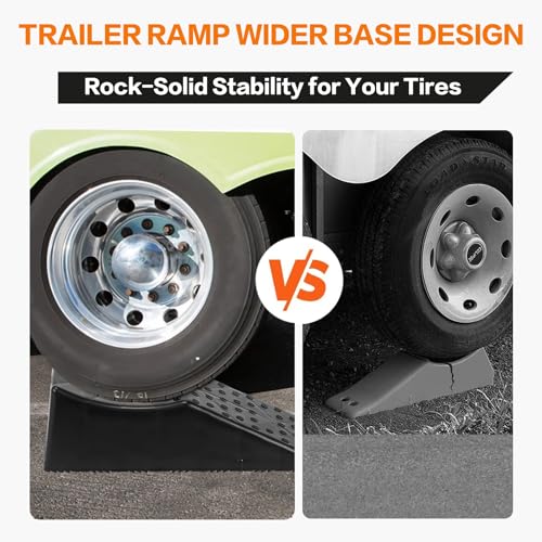 Tlaleikejia 2 Pack 20000lbs Tandem Wheel Ramp, Concave Portable Ramp, Heavy Duty Tire Changing aid on Tandem Dual Axle Trailer, 5.5in Tire Lift Trailer Wheel Jack RV Flat Tire Ramp (2)