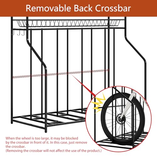 Kificet 4 Bike Stand, Bike Rack Garage with 3-Tier Storage Rack, Bicycle Stand for Garage Organizer, Indoor Sporting Gear Storage Station for Mountain/Road/Hybrid & Fat Tire Bike, Patent Pending