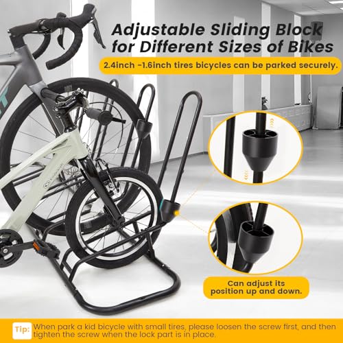 Kingarage 4 Floor Bike Rack, Safeguard Disc Brakes & Derailleurs Design, Waterproof Bicycle Stand Indoor/Outdoor/Garage Use, Fits 12"-29" Tires, Upgraded 0.63" Steel Tubes for Stability