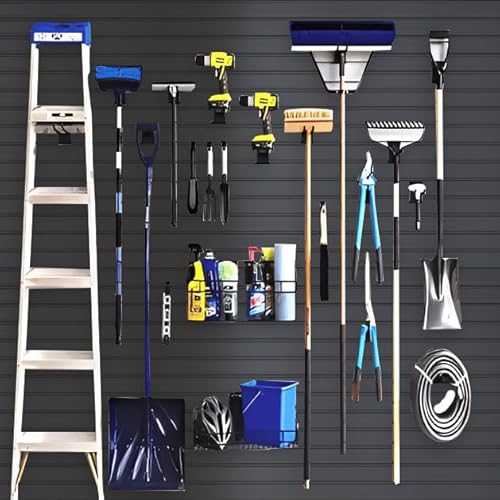NeatiEase Slatwall Panel Wall Storage Systems, 4 x 8ft Slat Wall Paneling Garage Wall Organizer, Heavy Duty Wall Mounted PVC Wall Rack (Black)
