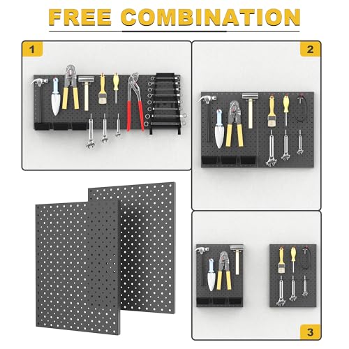 Ultrawall Metal Pegboard Panels, Pegboard Wall Organizer, Black Peg Boards for Wall, Garage Tool Storage Organization, 12"X16", 2pcs