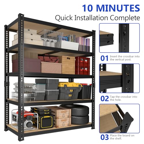 ZEUKMXOO 78'' H Garage Storage Shelves, Shelving Units and Storage, Heavy Duty Garage Shelving, Metal Shelves for Basement, Warehouse, Pantry, Kitchen, 78''H x 40''W x 16''D, 2200 LBS