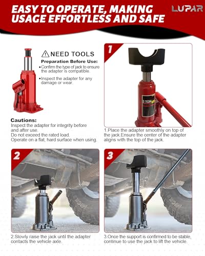 Lupar Jack Axle Adapter Lifting Saddle Compatible with Bottle Floor Jack for 3" Axle Tube - Black
