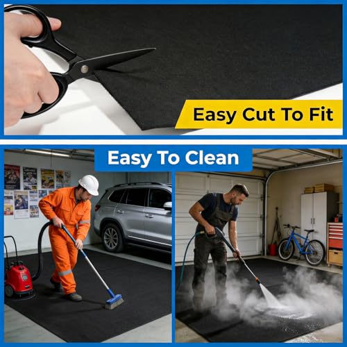 AHEONLAR Oil Spill Mat, 60" x 72" Waterproof Garage Floor Mat, Durable Garage Floor Mats for Under Car, Oil Change Mat Easy to Clean, Washable Garage Mat Protect Floor from Spill & Stain（Black）