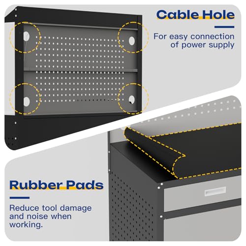 Eltean 48" Work Bench,Heavy Duty 2500 LBS Capacity Workbench with Drawers and Storage,Work Table with Light & Pegboard,Work Benches for Garage