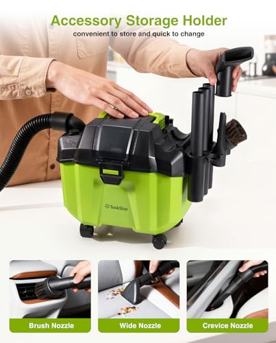 Cordless Shop Vac, 2x4.0Ah Battery Powered Shop Vac - 2.6 Gal Cordless Shop Vacuum Wet and Dry with HEPA Filter, Shoulder Strap & Accessory Storage Holder, Portable for Garage, Car, Workshop & Stairs
