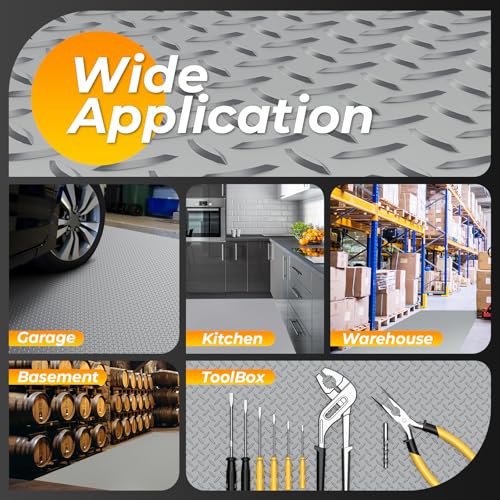 Geemax 7.8 x 20 FT Garage Floor Mat, 2.8mm Thickness Diamond Plate Vinyl Garage Flooring Roll for Under Car, Large Size 156 SQFT for Large SUVs, MPV, Pickup Truck