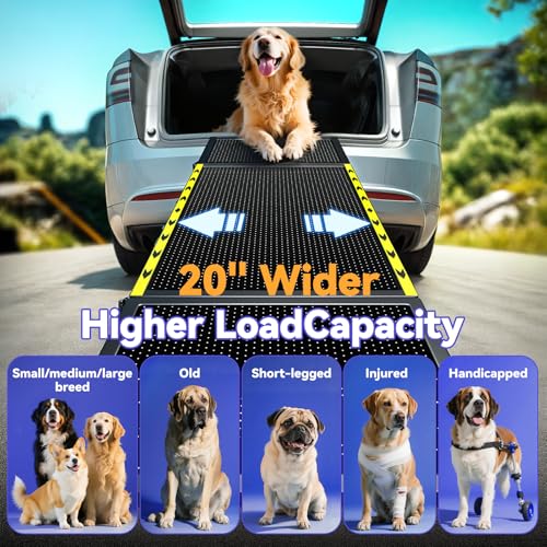 Pawaboo 74" L & 20" W Longest Dog Ramp for Car Foldable, Up to 250 LBS