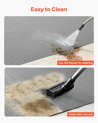 VEVOR Garage Floor Roll, 7.5 x 20 ft Garage Flooring Mat, 2.2 mm Thickened PVC Diamond Plate Floor Protector Mat with Double-Sided Tape, Non-Slip, Easy to Clean for Warehouse, Gyms,Silver Gray