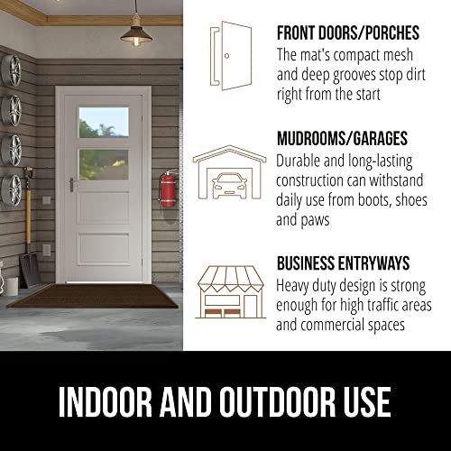 GORILLA GRIP Dirt Grabber Indoor Outdoor Door Mat, 47x35, Durable Mesh Weave Dirt Trapper Doormat for Outside Entrance, High Traffic Mud Scraper, Low Profile for Entry, Heavy Duty Welcome Mat, Brown