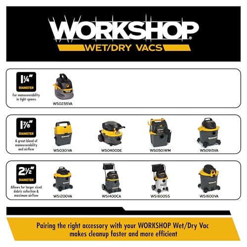 WORKSHOP Wet/Dry Vacs Shop Vacuum WS0255VA 2.5-Gallon 1.75 Peak HP Portable Wet Dry Vacuum Cleaner with Filter Bag, Hose and Attachments for Cleaning in the Home