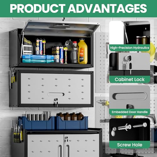 VIYET 10-Piece Heavy Duty Steel Garage Cabinet System | All-in-One Modular Garage Cabinet Set for Ultimate Workshop Organization | Easy Assembly Garage Storage Cabinets & Tool Bench