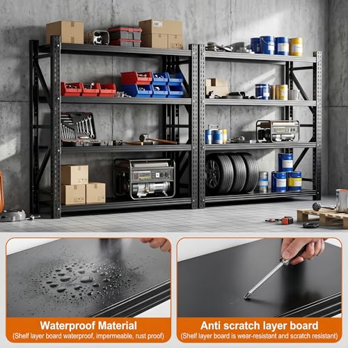 Nexvrtau Heavy Duty Garage Shelving, 46" W x 20" D x 71" H, 3500 LBS Capacity, 4-Tier Adjustable Metal Storage Shelves, Reinforced Steel Storage Rack for Garage, Basement, Utility Room