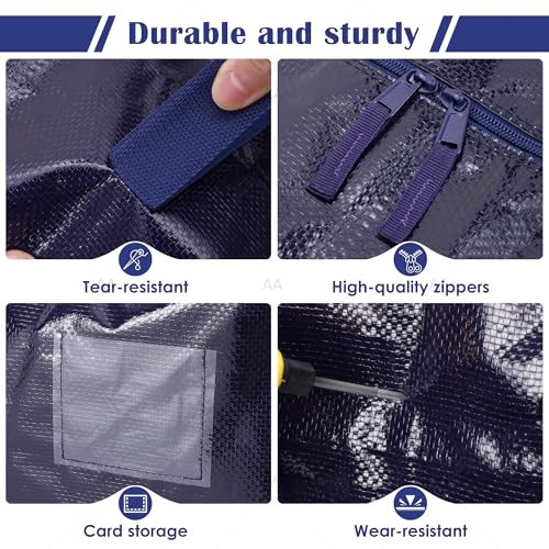 RMOHRO 6 Pack Moving Bags Heavy Duty 210GSM with Full-Open Side Zipper, 93L 220lbs Waterproof Foldable Storage Totes for College Dorm Move-In, Moving Boxes Alternative & Home Organization, Blue