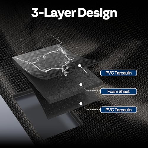 VIVOHOME Containment Mat (7'9" x 18') with Stay Put Corner, PVC Garage Floor Mats, Heavy Duty Garage Parking Mat with a Squeegee,Black