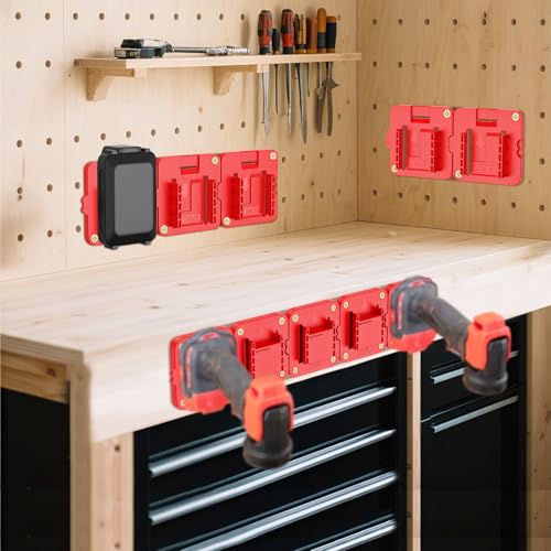 Crivnhar 10 Packs Tool Holder and Battery Mount Holder Compatible for Craftsman 20V, 5 Pack Battery Mounts Rack Fit for 20V Batteries, 5 Pack Drill Tool Hangers Storage Organizer(w/30 Screws)