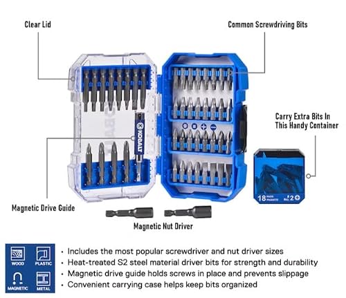 KOBALT 65pc Driving Set Hex Shank Speed Fit Magnetic S2 Steel