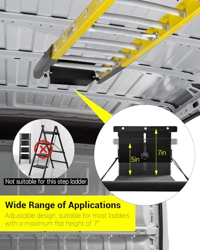 Universal Van Interior Ladder Storage Holder, Adjustable Internal Ladder Rack Fit for Van/Trailer/Truck Roof, Securely Stores Ladders in Vehicle, with Mounting Screws