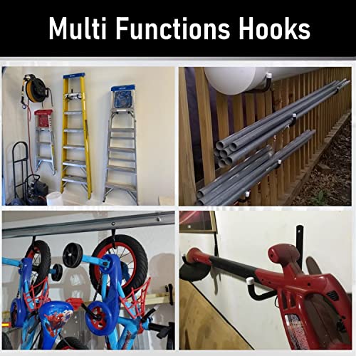 Whrsinlor Heavy Duty Garage Hooks, 6.7Inch Wall Mount Garden Tools Storage Hook for Bike, Ladder, Chair, Garden Hose, Power Tool, Indoor Outdoor