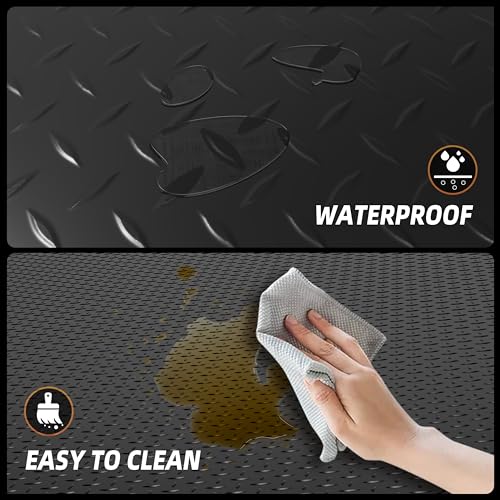 LulnCush 8.2x21 FT Garage Floor Mat, 2.8mm Thickened Diamond Plate PVC Garage Flooring Roll for Under Car Parking, Heavy Duty Garage Floor Protector 172.2 SQFT for Garage, RV Trailer, Basement, Black