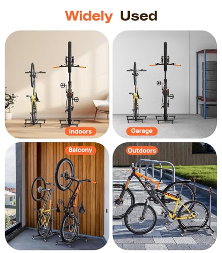 Housolution Vertical Bike Stand with Wheels up to 29", Adjustable Height, No Drilling holds up to 80lbs, Freestanding Bicycle Rack for Garage & Apartment, Bike Stand Floor for MTB/Road Bikes