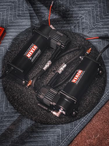 VIAIR 444C Dual Air Compressor for Air Suspension (2 Pack) 12V Continuous Duty Cycle Compressor for Air Tanks, Bags, Air Horns 200 PSI (Stealth Black)