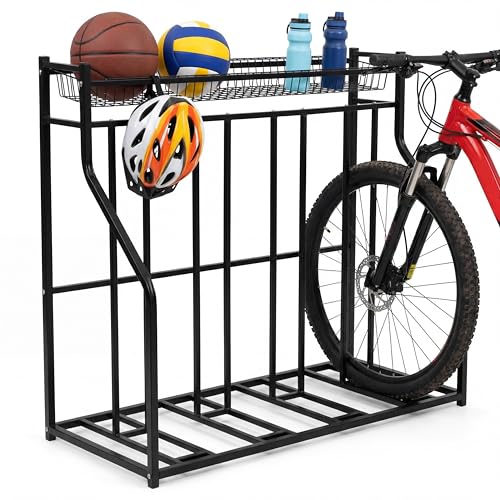 Garvee 4-Bike Stand, Bike Storage Rack, Bicycle Floor Rack for Garage Organizer, Indoor Sporting Gear Storage Station