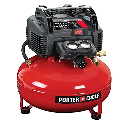 PORTER-CABLE Portable Pancake Air Compressor with Oil-Free Maintenance-Free Pump for Wood Working, Roofing, Home, Jobsite and More: 6 Gallon, 150 Max PSI, 2.6 CFM @ 90 PSI