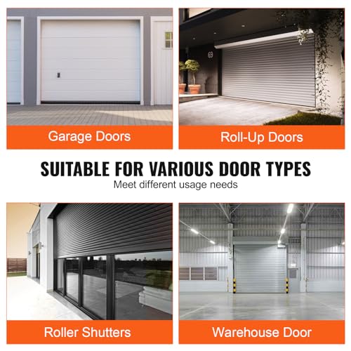 VEVOR Garage Door Seals Bottom Rubber, U Shape +O Ring Garage Door Weather Stripping, Universal Weatherproof Threshold Buffering Sealing Rubber, 5/16 inch T-Ends and 3 3/4 inch Width (20 Ft, Black)
