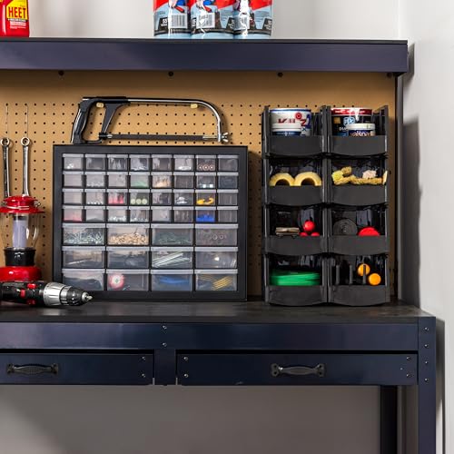 IRIS USA 44-Drawer Small Parts Organizer, Made in USA, Storage Drawers for Screws, Nuts, Bolts, Electronics, Hardware, Beads, Crafts, Building Bricks, Stackable Garage Storage Cabinet, Black