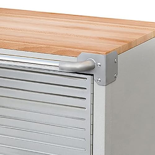 Seville Classics UltraHD Heavy Duty Rolling Cabinet Workbench Table w/Solid Wood Top, Workstation for Garage, Office, Workshop, Granite, 2-Door (28" W x 18" D)