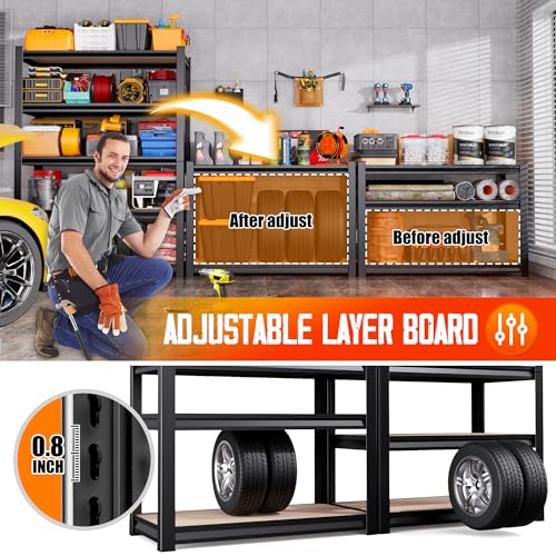 71"H-35"W Garage Shelving-2050LBS 5 Tier Storage Shelves,Adjustable Heavy Duty Metal Shelving Unit and Storage Large Rack,Utility Steel Shelf For Shop Warehouse Industrial Pantry Basement