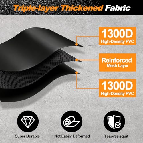 UEAKPIC Garage Floor Mat 7'9" x 18', Heavy Duty 1300D PVC Containment Mat with Floor Squeegee, Waterproof Protection from Snow, Rain and Mud for Cars, Black