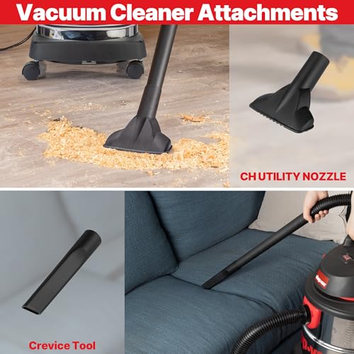 Shop-Vac 5989305 Wet/Dry Vacuum, 5 Gallon, 4.5 Peak HP Stainless Steel Vacuum, 1.25 Inch Diameter x 7 Foot Hose, 6 Ft Cord Length, Ideal for Jobsite, Garage, Car & Workshop