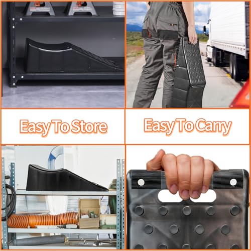 Oivjckx 2 Piece Tandem Wheel Ramp, Portable Car Service Ramp, 5.5in Tire Lift Trailer Wheel Jack RV Flat Tire Ramp, for Routine Tire Replacement Repairs