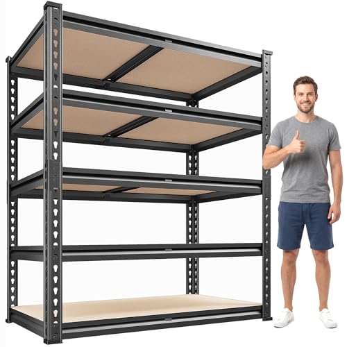 REIBII 5 Tier Garage Shelving,72''H Heavy Duty Storage Shelves,Adjustable Metal Shelving Shelves,Pantry Shelf for Small Offices, Libraries, Or Retail Spaces Basement72 H x 40" W x 20" D,2500LBS