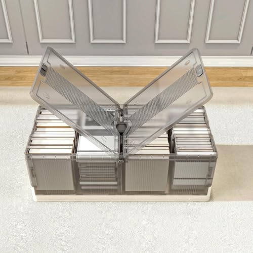 FLEXIMOUNTS 2-Pack Under Bed Storage with Wheels, 108 QT Large Collapsible & Stackable Containers, Foldable Organizer Bins for Blankets, Shoes, Books, Bedroom Closet