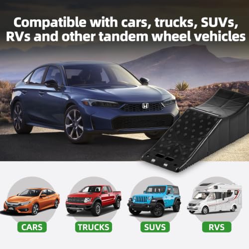 Heavy Duty Car Ramps for Oil Change,RV Wheel Ramp 20,000lbs Capacity,5.5" Lift Non-Slip Portable Vehicle Service Ramps for RV, Camper, Trucks,SUVs,Tandem Axle Trailer Tire Repair & Replacement(1 pack)