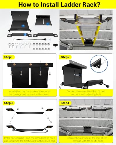 Universal Van Interior Ladder Storage Holder, Adjustable Internal Ladder Rack Fit for Van/Trailer/Truck Roof, Securely Stores Ladders in Vehicle, with Mounting Screws