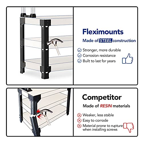 FLEXIMOUNTS Universal Steel Workbench Kit 5 Legs L Shaped Heavy Duty Work Bench for Garage Storage Shelving Workbenches Frame Black Customizable Work Table Brackets, Lumber Not Included