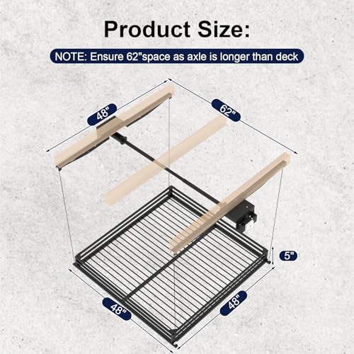 LoJok Garage Ceiling Storage Lift, Manual Overhead Hoist Rack with 5" Safety Railing, 4x4 Ft Heavy Duty Metal Platform, 300 lbs Capacity, Includes Dust Cover & Straps, Black (Triangular Style)