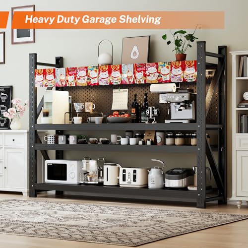 70H"Garage Shelving Units,5000LBS Storage Shelves,Garage Shelving Heavy Duty Metal Adjustable Shelves,Metal Shelving Rack,4Tier Large Tall Industrial Shelving for Warehouse,Pantry 60" W*24" D*70" H