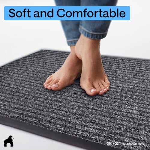 GORILLA GRIP Waterproof Traffic Guard Door Mat, 72x48, Heavy Duty Entryway Mats, Strong Backing Commercial Utility Rugs for Office Hallway, Garage Floor and Home, Low Profile Carpet, Charcoal Gray