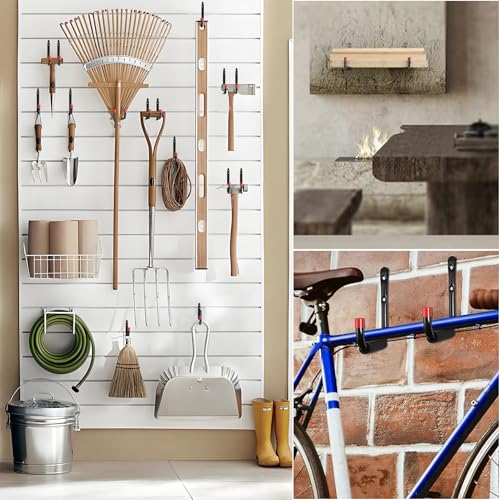CRXCRC 6 Pack Garage Hooks Heavy Duty, Utility Steel Hooks with EVA Foam Padding, 15inch Wall Mount J Organizer Hanger for Hanging Bikes Kayak Garden Tool Hose Bike Shelf