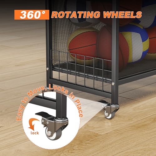 Ultrawall Sports Equipment Organizer with Wheels, Golf Bag Stand for Garage, Ball Storage Rack, Golf Bag Holder, Kids Toy Storage for Indoor/Outdoor